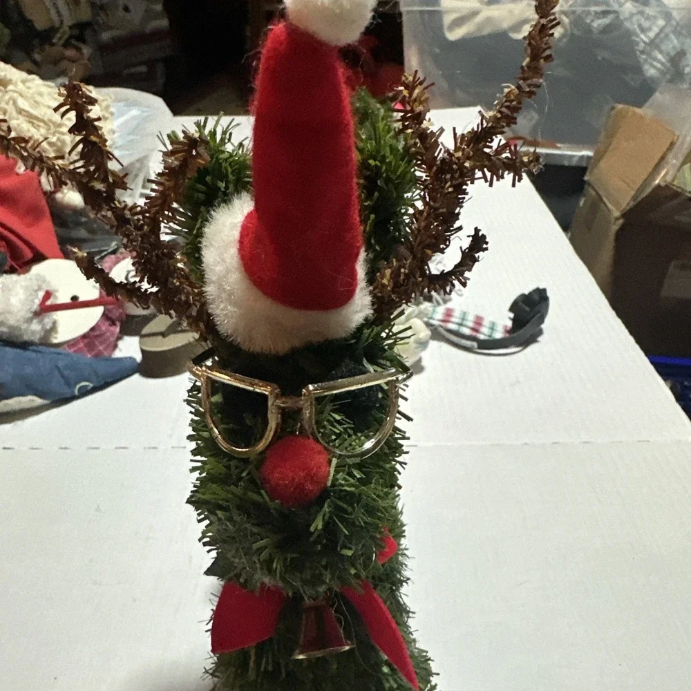Christmas Rudolph the red nosed reindeer artificial grass fur decor 11